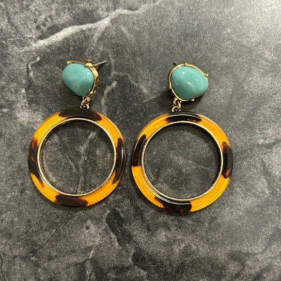 Leopard and Amazonite Hoops - Picture 1 of 1
